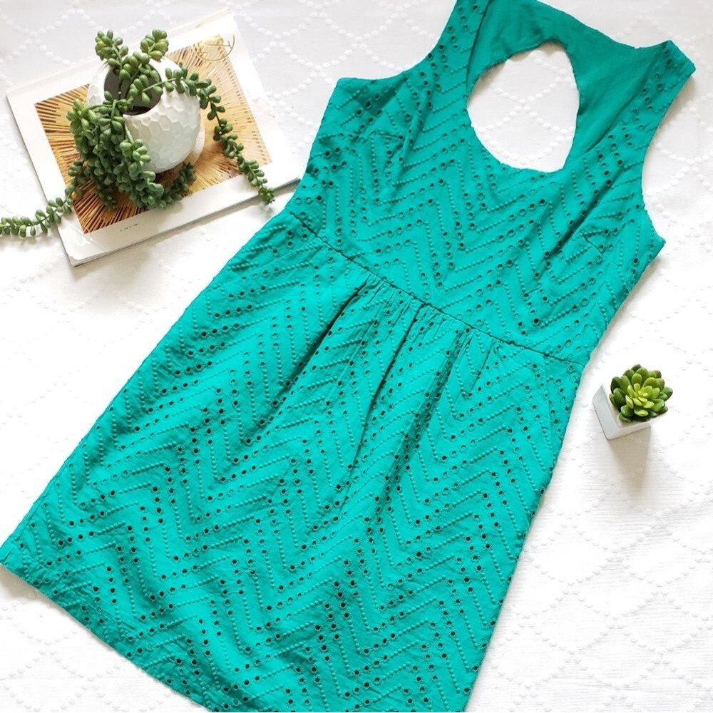 LOFT Keyhole Back Eyelet Dress